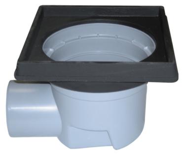 Perfektablauf DN110 waagrecht mit Wassergeruchsverschluss, 260x260mm / Gussrost 226x226mm  HL605.1W